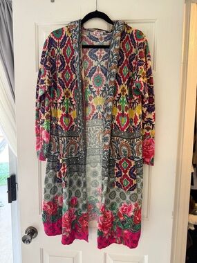 Johnny Was Floral Hooded Duster Cardigan